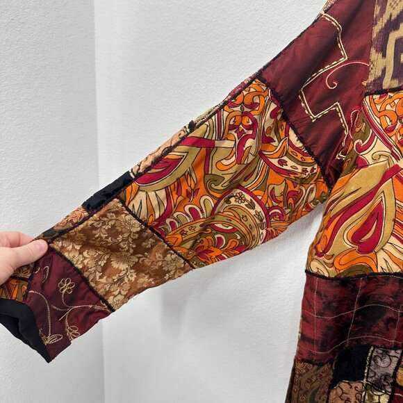 Chico's Vintage Patchwork Orange Red Cottagecore Ecclectic Art to Wear Size Med - Picture 4 of 9